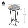 Syemin End Tables Patio Side Table with Shelf, Outdoor Round End Table with Weather Resistant Ceramic Tile Tabletop, Black, 14"*14"*23.25" - 3 of 4