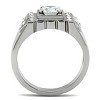 Slickblue Men's Stainless Steel Ring with Clear CZ, Polished Silver Finish, Size 8-13 - 3 of 4