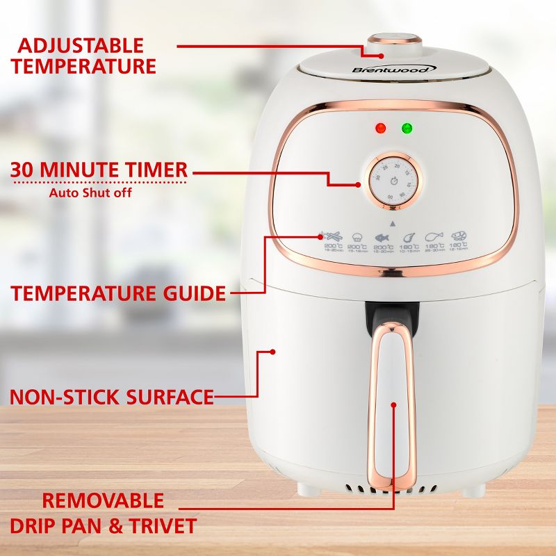 Brentwood 2 Quart Small Electric Air Fryer with Timer and Temp Control- White, 4 of 9