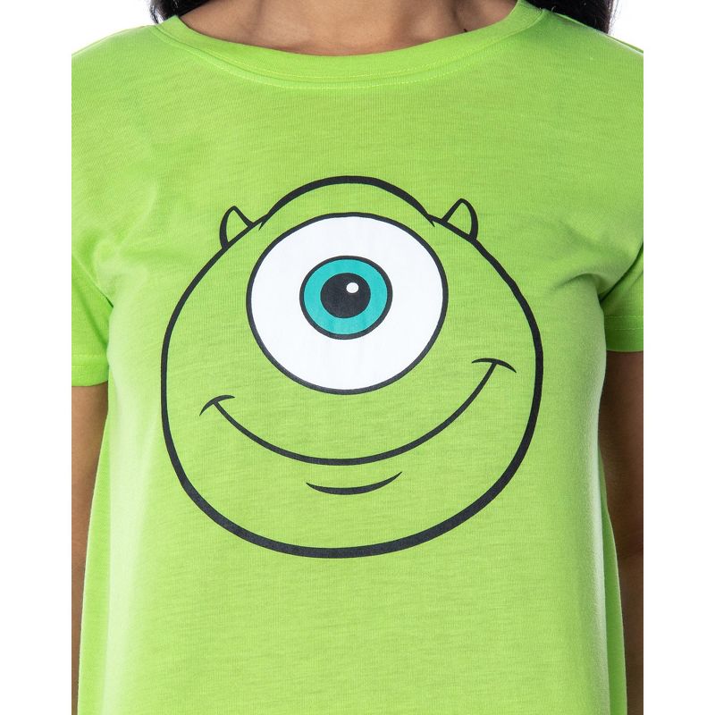 Disney Women's Monsters Inc. Mike Wazowski Shirt and Shorts Pajama Set Lime Green, 3 of 6
