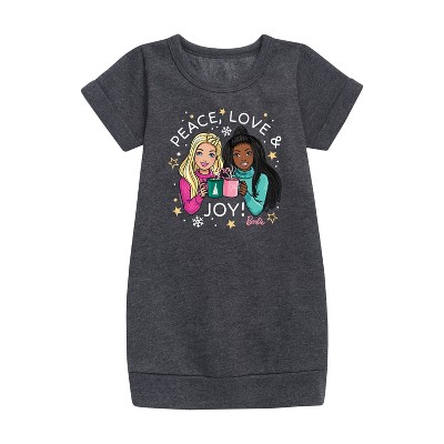 - Barbie - Holidays & Christmas Graphic Short Sleeve Fleece Dress