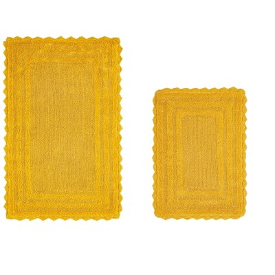Lilly Crochet Collection 100% Cotton Tufted Reversible 2-Piece Bath Rug Set – Super Absorbent, Machine Washable Bathroom Mats with Crochet Pattern