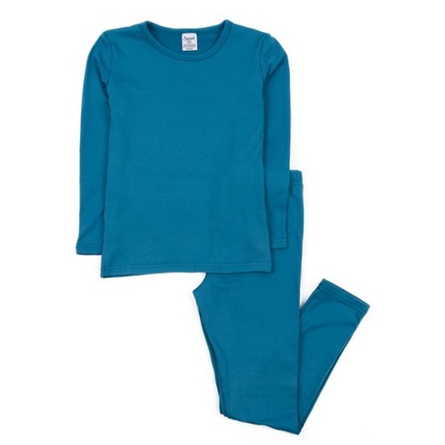 Leveret Kids Two Piece Thermal Pajamas Solid Teal 8 Year : Target