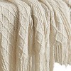 50"x60" Woven Texture Solid Throw Blanket Ivory - Brooklyn Loom: Lightweight Acrylic, Tassel Detail - 2 of 4
