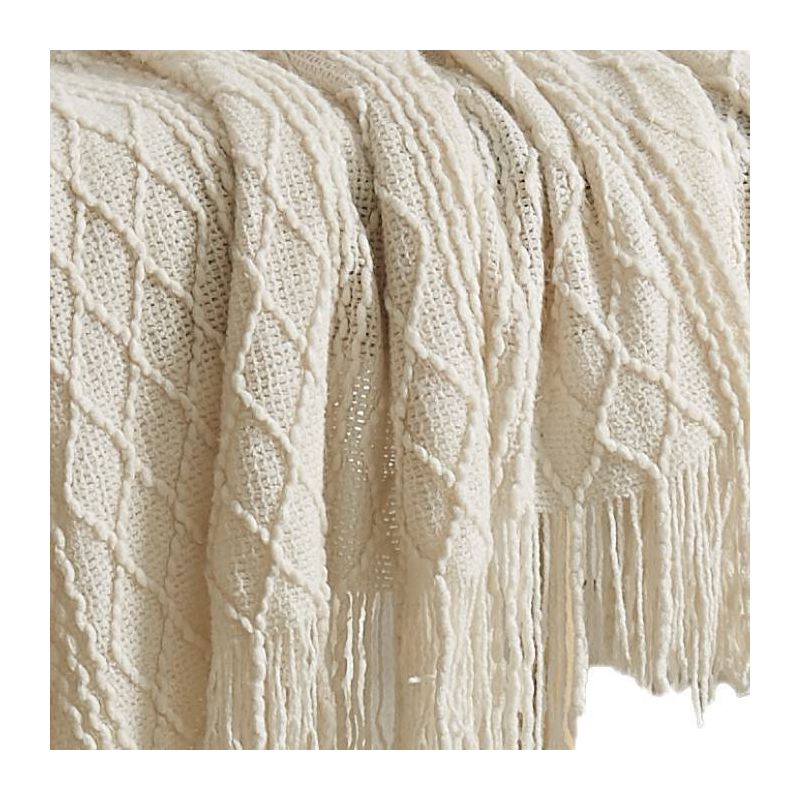 50&#34;x60&#34; Woven Texture Solid Throw Blanket Ivory - Brooklyn Loom, 2 of 6