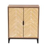 Josephine Two-Tone Wood and Metal 2 Door Storage Cabinet Walnut Brown/White/Black - Baxton Studio