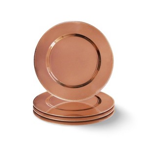 American Atelier Charger Plate Beaded Large 13”, Set of 4 Decorative Service Plates for Home, Professional Fine Dining, Weddings, Catering, Copper - 1 of 3
