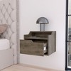 FM Furniture,Florence Floating Nightstand with Drawer and Dual-Shelf Display, Dark Brown - 3 of 4