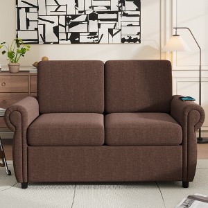 Loveseat Couch, Pull Out Sleeper Sofa Bed with Twin Size Memory Mattress with/without USB Ports for Living Room Spaces -ModernLuxe - 1 of 4