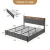 Whizmax Four Size Bed Frame with 2 Storage Drawers and Charging Station, Rustic Linen Upholstered Platform Bed Frame with Storage Headboard, Gray - 2 of 4