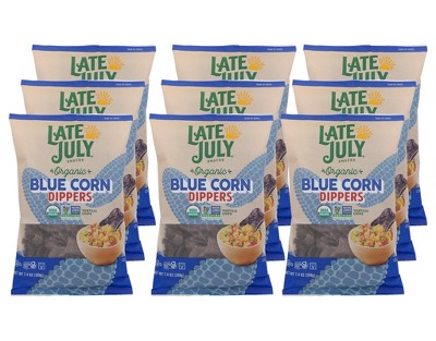Late July Snacks Blue Corn Dippers Tortilla Chips - Case of 9/7.4 oz
