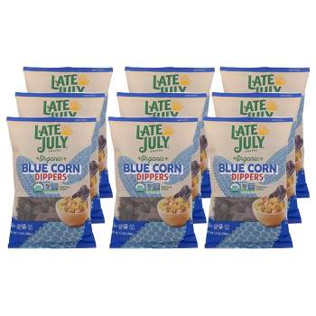 Late July Snacks Blue Corn Dippers Tortilla Chips - Case of 9/7.4 oz