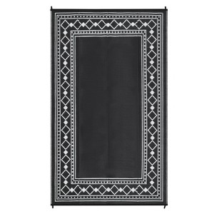 Outdoor Rug Modern Border Plastic Straw Rug Waterproof Reversible Outdoor Mat for Patio Porch Backyard Camping Picnic RV Pool Deck Beach Trailer - 1 of 4