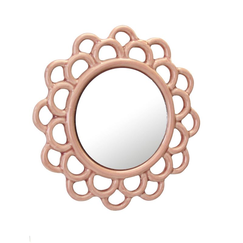 9" Decorative Round Floral Ceramic Wall Hanging Mirror - Stonebriar Collection, 1 of 7