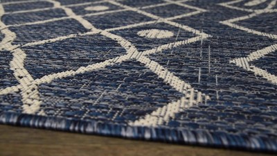 Black and Ivory Geometric Synthetic Runner Rug, 2x10 Feet