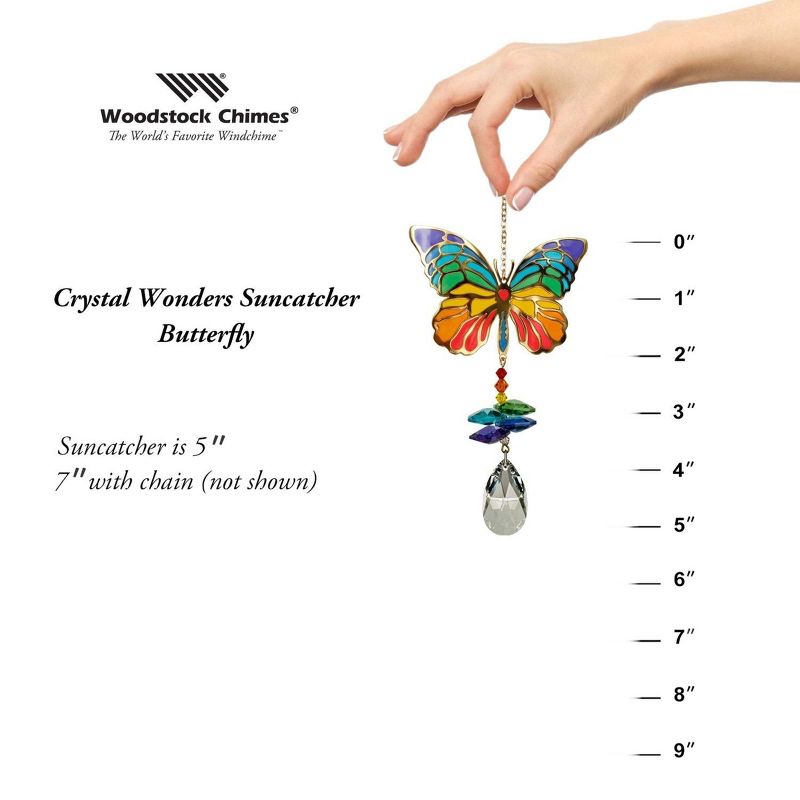 Woodstock Crystal Suncatchers, Crystal Wonders Butterfly, Crystal Wind Chimes For Inside, Office, Kitchen, Living Room Décor, 5"L, 5 of 8