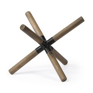 HomeRoots 6" Brown Metal And Wood Modern Abstract Tabletop Sculpture - 1 of 4