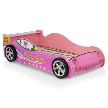 Twin Naglin Racing Car Kids' Bed with Led Headlight Pink - HOMES: Inside + Out