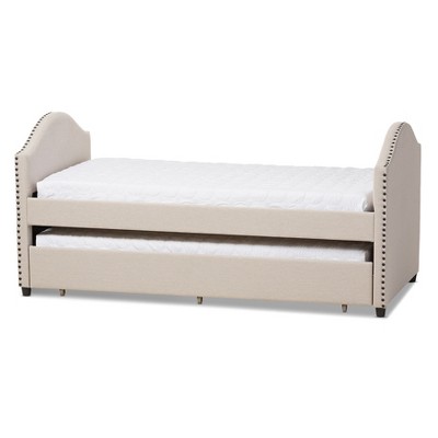 Twin Alessia Modern and Contemporary Fabric Upholstered Daybed with Guest Trundle Bed - Baxton Studio