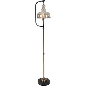 Uttermost Vintage Floor Lamp 68 1/2" Tall Antiqued Brushed Brass Rusted Black Amber Glass Shade for Living Room Reading Bedroom - 1 of 1