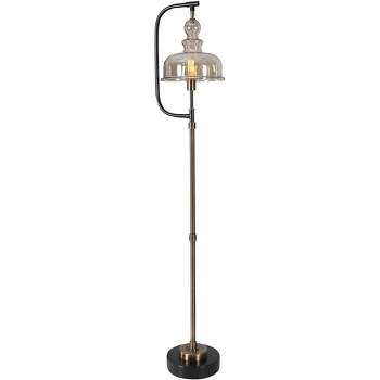 Uttermost Vintage Floor Lamp 68 1/2" Tall Antiqued Brushed Brass Rusted Black Amber Glass Shade for Living Room Reading Bedroom