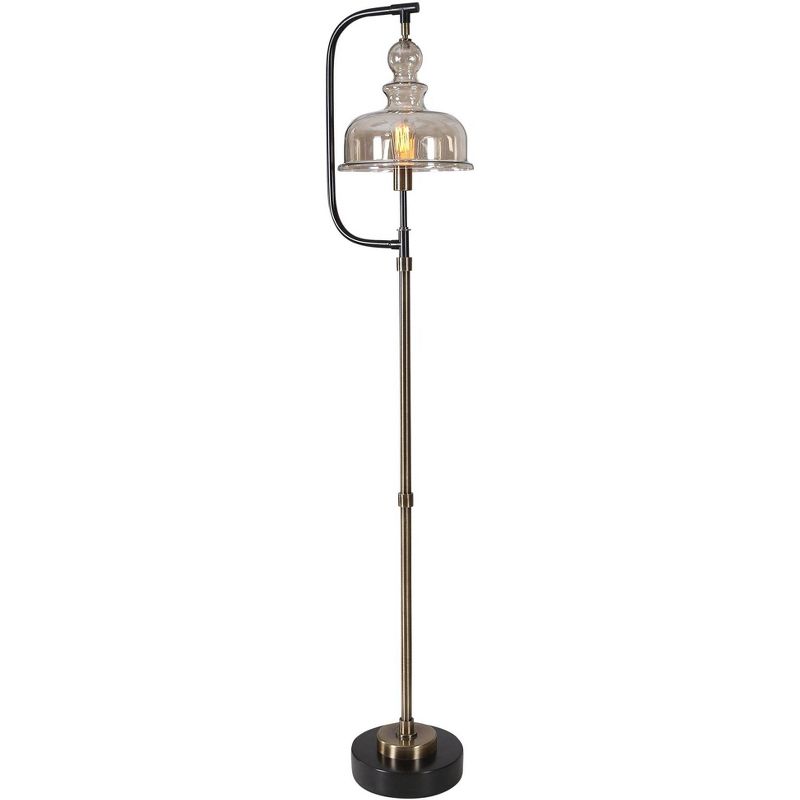 Uttermost Vintage Floor Lamp 68 1/2" Tall Antiqued Brushed Brass Rusted Black Amber Glass Shade for Living Room Reading Bedroom, 1 of 2