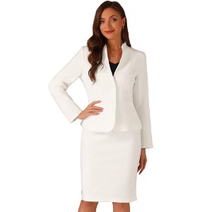 INSPIRE CHIC Women's Collarless Blazer and Formal Pencil Skirt Business Suit Set 2 Pcs - 1 of 4