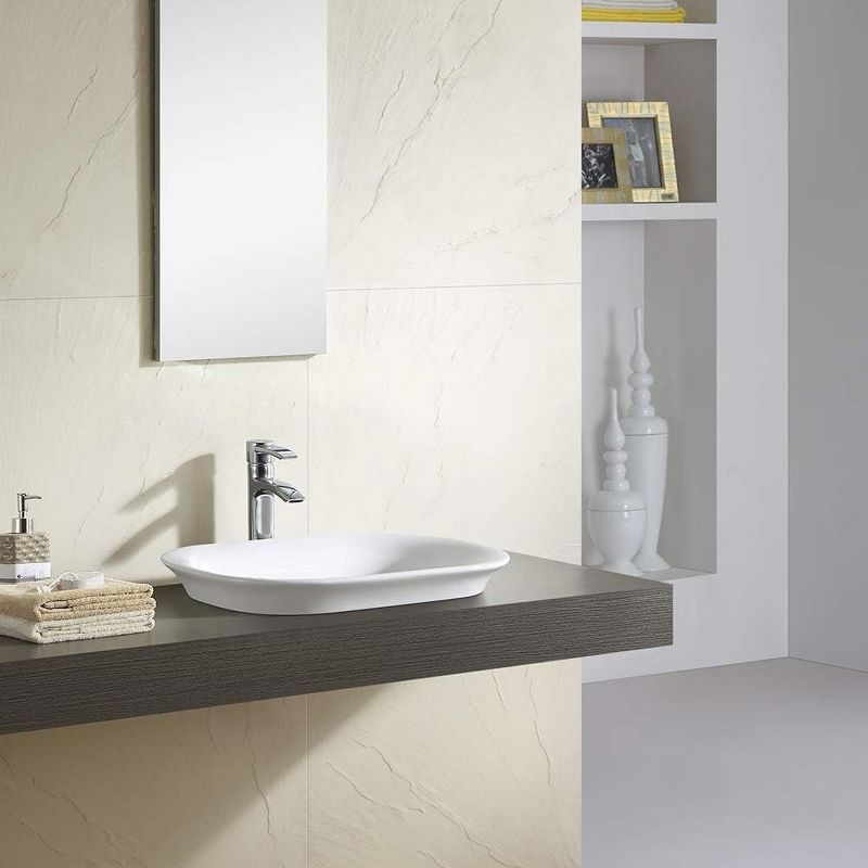 Fine Fixtures Rounded Corners Rectangular Thin Edge Vessel Bathroom Sink Vitreous China Without Overflow, 2 of 7