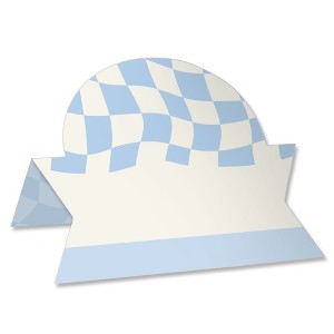Big Dot of Happiness Blue Checkered Party - Tent Buffet Card - Table Setting Name Place Cards - Set of 24 - 1 of 4