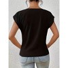 Womens V Neck Tops Knotted Hem Short Sleeve Summer Elegant Blouse Shirts - 2 of 4