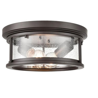 Bresley Contemporary Bronze Glass Outdoor Flush Mount Light
