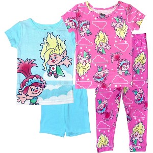 DreamWorks Trolls Toddler Girls' 4-Piece Cotton Pajama Sets - 1 of 4
