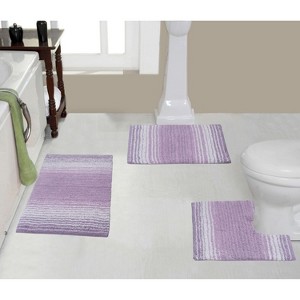 Gradiation Bathroom Decor, Washable Rug, Bathroom Mat, Bathroom Rug Set, Bath Mat Set, Bath Floor Mat Non-Slip, 3 Pcs Set with Contour, Purple - 1 of 4