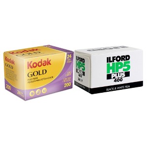 Kodak GOLD 200 Color Negative Film 35mm Roll Film, 24 Exposures with Ilford HP5 Plus Black and White Negative Film (35mm Roll Film, 36 Exposures) - 1 of 4