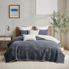 Gulches Pomona Series  Navy Blue Modern Casual Chevron 100% Cotton Percale with 90% Cotton 10% Other Fiber Filling King/Cal King Quilt Blanket - 2 of 4