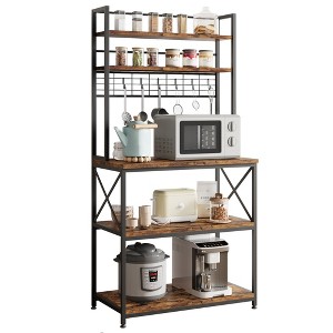5-Tier Kitchen Bakers Rack with Power Outlet, Microwave Stand with ...