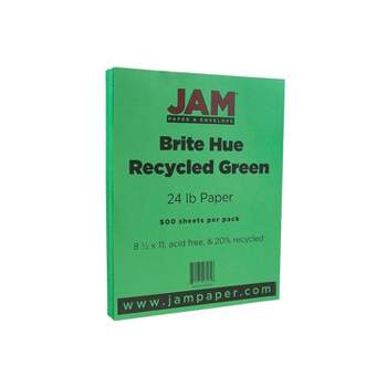 JAM Paper Colored 24lb Paper 8.5 x 11 Green Recycled 500 Sheets/Ream (104083B)