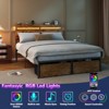 Full Size Bed Frame with Wood Headboard Metal Platform Bed with 2 Storage Drawers Shelf Built in Charging Station LED Lights No Box Spring Needed - 4 of 4