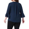 Agnes Orinda Women's Plus Size Chiffon Notched Neck 3/4 Bell Sleeve Double Layered Dressy Work Tunic Blouses - 4 of 4