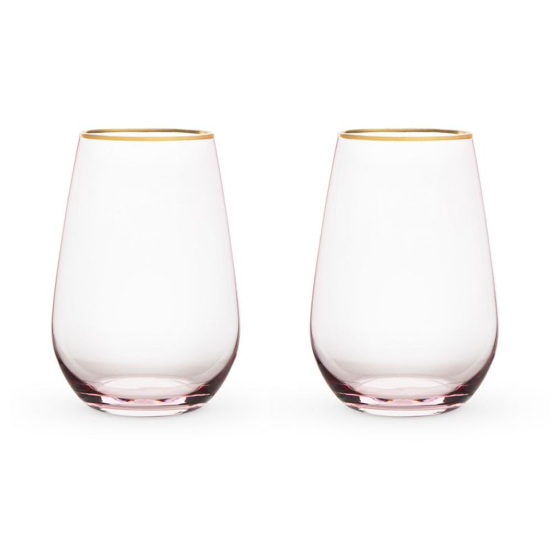 Twine Rose Wine Glasses, Gold Rimmed, Set of 2, 1 of 8