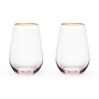 Twine Rose Wine Glasses, Gold Rimmed, Set of 2
