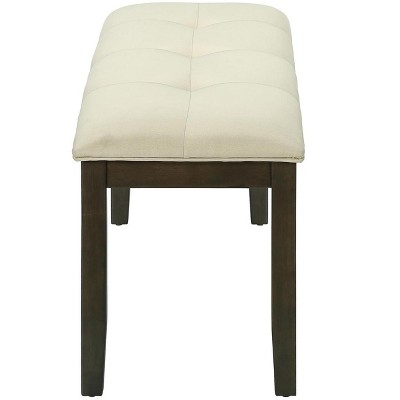 44" Cream Upholstered Bench with Gray Solid Wood Frame