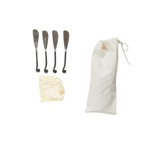 Storied Home Hand Forged Canape Knives with Black Handles (Set of 4 Pieces - 1 of 2