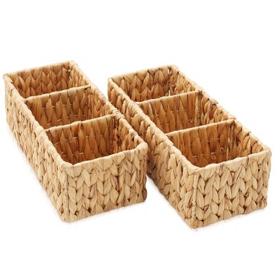 Natural Seagrass Rectangular Storage Baskets with Dividers
