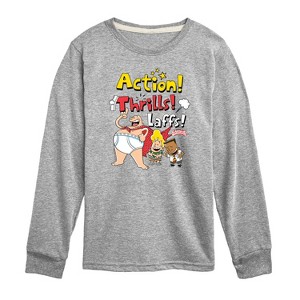 Boys' - Captain Underpants - Action Thrills & Laffs Long Sleeve Graphic T-Shirt - 1 of 3