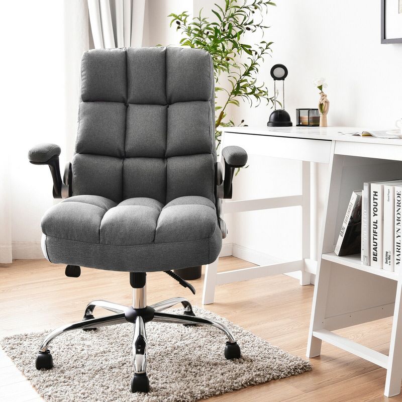 Costway High Back Big & Tall Office Chair Adjustable Swivel w/Flip-up Arm, 2 of 11
