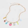 Teacher Pencil Calculator Apple Charm Necklace - Gold - 3 of 4