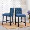 WestinTrends 24" Linen Fabric Tufted Counter Stool (Set of 2) - 2 of 4