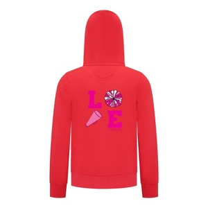 Everyday Kids Cheerleading LOVE Girls Zip Up Hoodie – Pink Pom Pom & Megaphone Graphic Sweatshirt - 1 of 4
