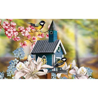 Snowy Birdhouse Winter Doormat 30 x 18 Indoor Outdoor Briarwood Lane